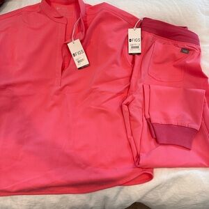 Figs Neon Pink Scrub set NWT